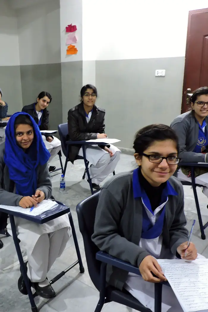 Secondary students at their desks